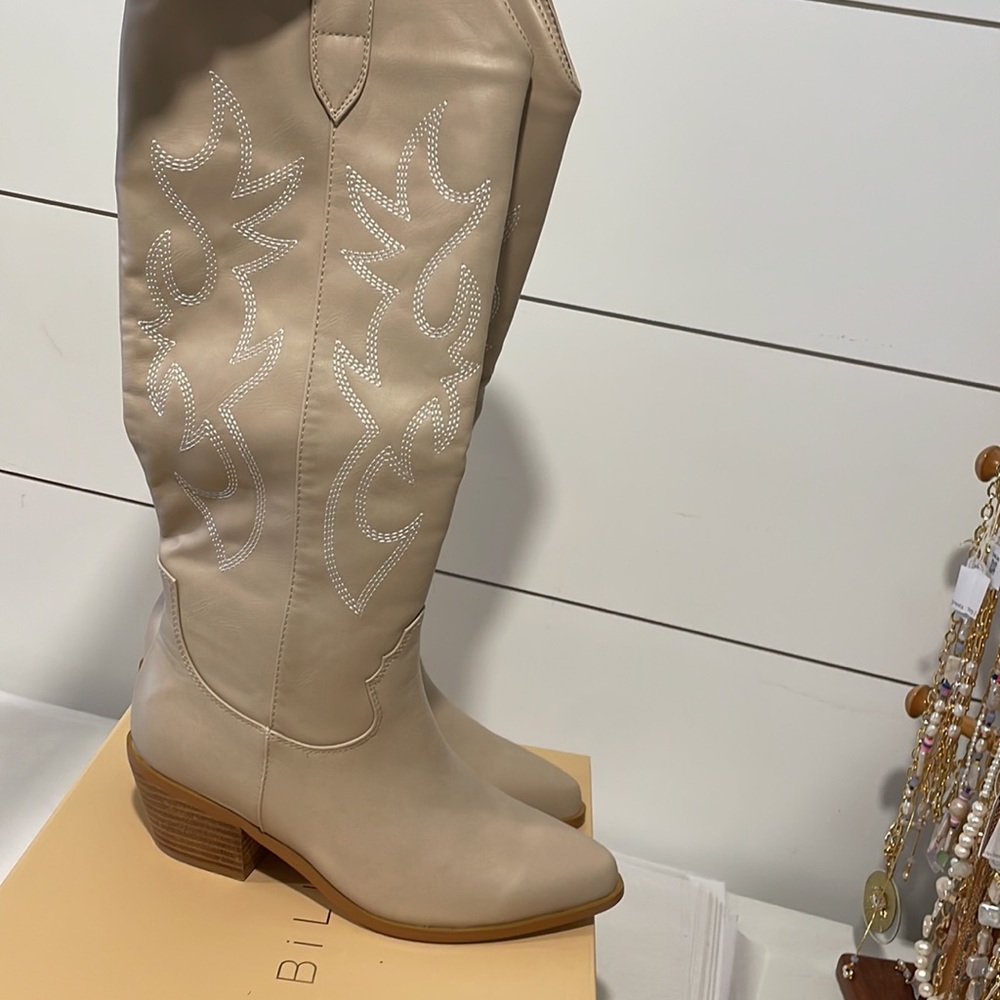 Urson Cowboy Boots Light Taupe - Picture 7 of 11